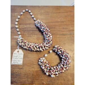 1940s Beaded Seed and Sequin Necklace and Bracelet  A8